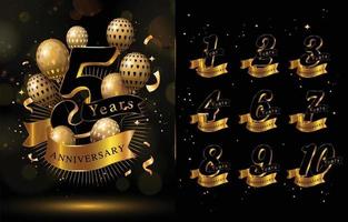 Elegant Anniversary Concept with Gold and Black Colors vector