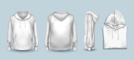 White Hoodie Sweatshirt Template Set vector