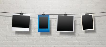 Blank Polaroid Papers Hanging on a String Template vector