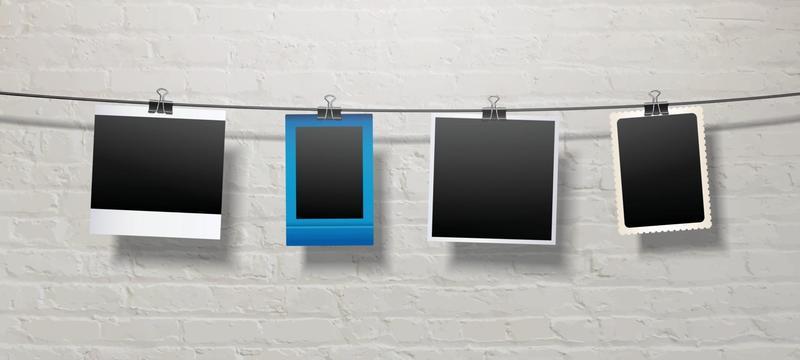 Blank Polaroid Papers Hanging on a String Template