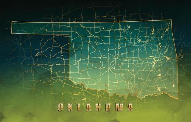 Oklahoma Map Background in Golden Jade Design