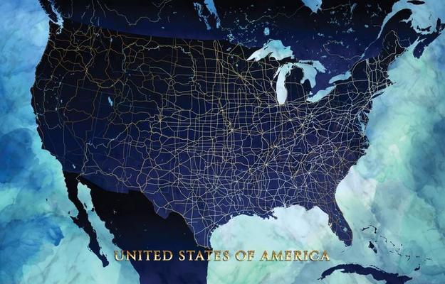 United States Of America in World Map Background