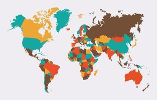 mapa del mundo con diferente color de cada continente vector