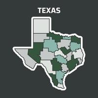 mapa de texas en diferentes colores vector