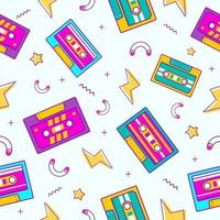 Cassette Tape Seamless Pattern using 90s Style vector