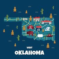 mapa de oklahoma plano dibujado a mano vector