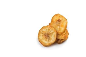 Banana chips on a white background photo