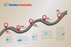 Plantilla de infografía de línea de tiempo de hoja de ruta de negocios con punteros diseñados para hito de fondo abstracto tecnología de proceso de diagrama moderno ilustración de vector de gráfico de presentación de datos de marketing digital