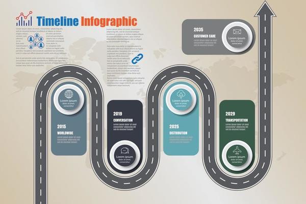 Business roadmap timeline infographic growing charts design for abstract template milestone element modern diagram process technology digital marketing data presentation chart Vector illustration