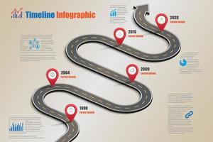 Plantilla de infografía de línea de tiempo de hoja de ruta de negocios con punteros diseñados para hito de fondo abstracto tecnología de proceso de diagrama moderno ilustración de vector de gráfico de presentación de datos de marketing digital