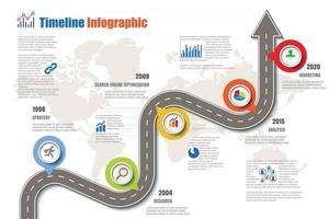 iconos de infografía de línea de tiempo de hoja de ruta de negocios diseñados para plantilla de fondo abstracto elemento de hito diagrama moderno tecnología de proceso marketing digital presentación de datos ilustración vectorial vector