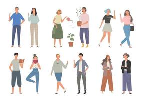 Collection of male and female characters in different fashion styles. vector