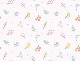 Simple and cute flower and leaf design seamless pattern. vector