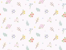 Simple and cute flower and leaf design seamless pattern. vector