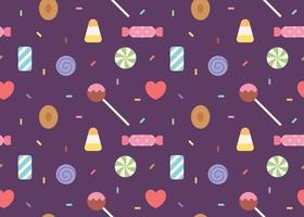 un fondo de patrón con una disposición regular de dulces lindos. plantilla de diseño de patrón simple. vector