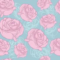 Rose Hand Drawn Vector Illustration Seamless Pattern