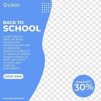 Back to school discount blue poster social media template memphis minimalist style vector