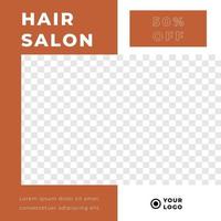 Barbershop hair salon grand opening discount poster social media template brown retro minimalist style vector