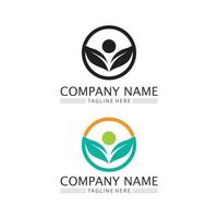 logotipo de personas, equipo, trabajo exitoso de personas, grupo y comunidad, logotipo de empresa y negocio de grupo y cuidado del diseño, icono familiar logotipo de éxito vector