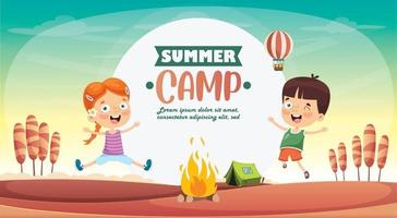 niños divertidos en el campamento de verano vector