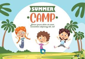 niños divertidos en el campamento de verano vector