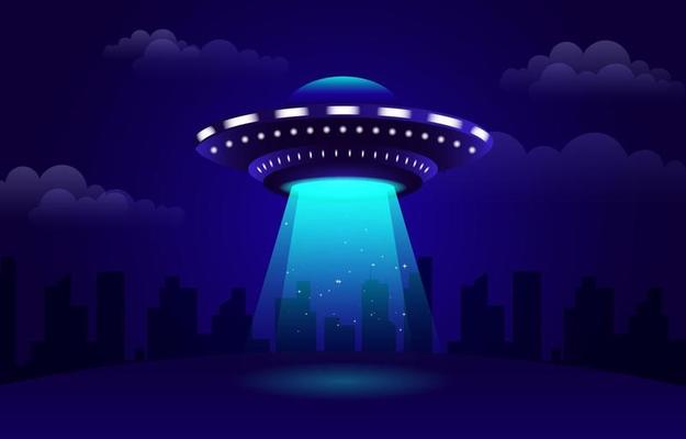 UFO illuminating a field background