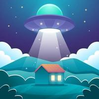 UFO Flying Over the House vector