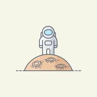 Astronaut on the planet vector icon illustration