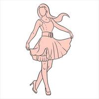 Abstraction of a girl in heels and in a dress. Line style. Fashion. vector