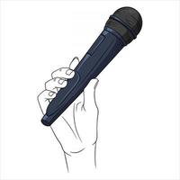 Music. Microphone in hand. A tool for increasing the sound. Cartoon style. vector