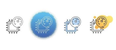 This is a set of contour and color icons for measuring the speed of a computer processor vector