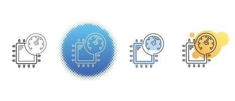 This is a set of contour and color icons for measuring the speed of a computer processor vector