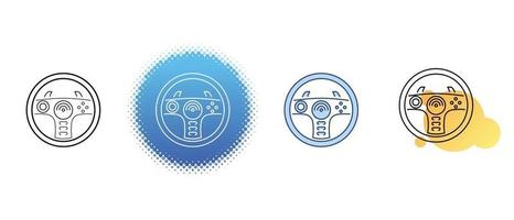 This is a set of contour and color icons of the game steering wheel for the computer vector