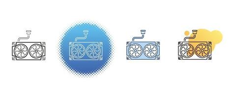 This is a set of contour and color icons of the computer cooling system vector