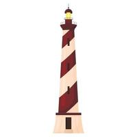 The lighthouse tower is isolated on a white background. Stylization. Vector illustration.