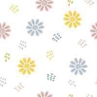 Pastel summer color seamless pattern of rain drops and flowers vector
