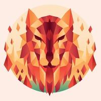 Colorful Wolf Head Abstract Triangular Style vector