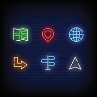 Maps and Navigation Symbol Neon Signs Style Text Vector