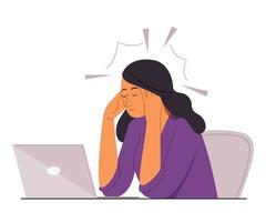 Woman is Feeling Stress Out with a Job. vector