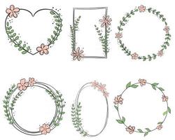 Set of botanical frames vector hand-drawn graphics