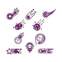 Set of meteor icons in various style vector