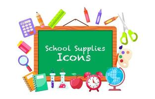 Set of school supplies icons vector