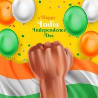 India Independence day with flag, balloon and fist vector