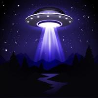 UFO Appear in the woods at night vector