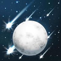 Meteor shower around the moon vector