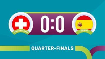 Suiza vs España partido ilustración vectorial campeonato de fútbol 2020 vector