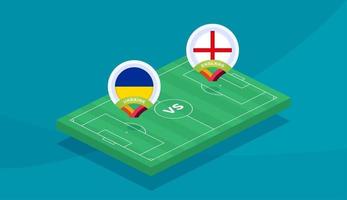 Ucrania vs Inglaterra partido ilustración vectorial campeonato de fútbol 2020 vector