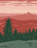 Siskiyou Mountains Located in Cascade-Siskiyou National Monument in Southwestern Oregon United States WPA Poster Art vector