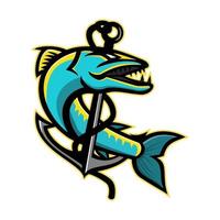 barracuda with anchor mascot vector art