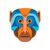 Rhesus macaque head front mascot vector art